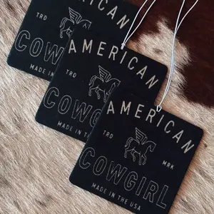 American Cowgirl Car Freshener - Black Label with Cow and Calf Graphics, Made in the USA