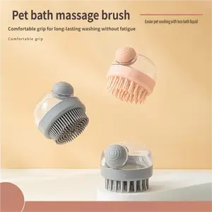 Pet Silicone Bath Brush With Shampoo Dispenser, Dog & Cat Bath Brush With Soft Bristles, Press-to-Dispense Foam Grooming Brush, Anti-Slip Pet Scrubber For Easy Bathing & Daily Cleaning