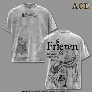 Frieren Vintage Washed T-Shirt, Frieren- Beyond Journey’s End Timeless Mage Graphic, Heavy Cotton Unisex Streetwear