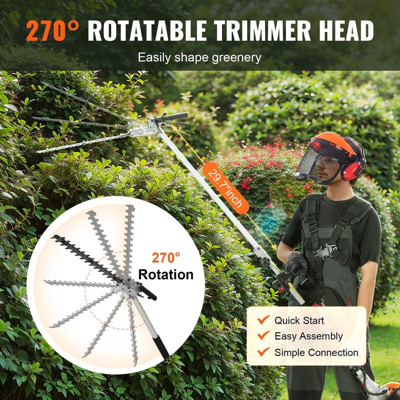 VEVOR  6-in-1 Multi-Functional Trimming Tools with Gas Hedge Trimmer,  , Weed Eater, String Trimmer, Brush Cutter, Edger & Pole Saw Chainsaw Pruner Whacker Shoulder VEVOR Super Brand Day