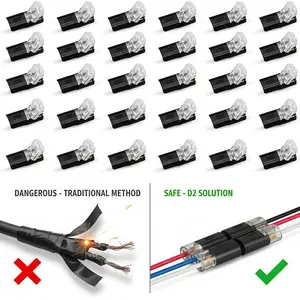 Double-Wire Plug-in Connector LED Light Strip Connectors 2 Pin Low Voltage Wire Connector with Locking Buckle Fast Connect Plugs for Strip Lights Secure Power Distribution YY