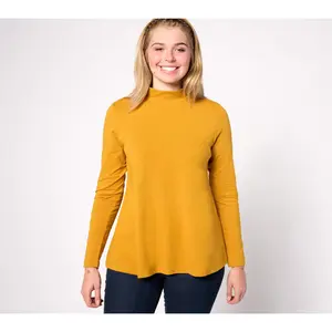 Denim & Co. Essentials Favorite Jersey L/S Mock Neck Swing Top