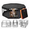 VEVOR Durable Puppy Playpen - 8-Pieces Foldable Metal Panels, 24" Octagon Space, 600D Oxford Resists Wear Top Cover, Anti-Gap Bottom Seal, Floor Protector, Mesh Ventilation, Waterproof Fold-and-Go Bag, Indoor/Outdoor Small Pet Exercise Fence with Door