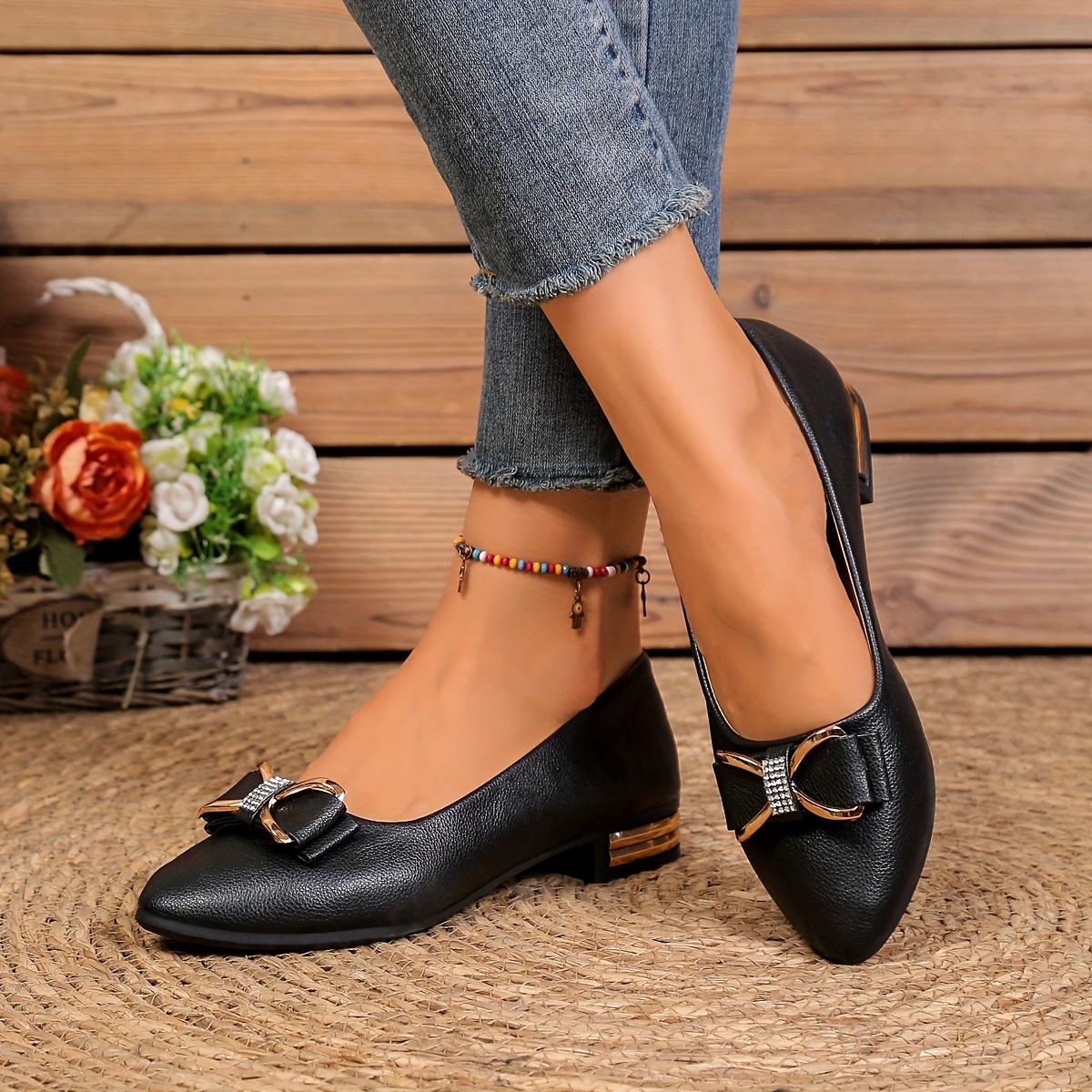 Women'S Home Outdoor Casual Easy Versatile Pointed Toe Lychee Texture Electroplated Electroplated Heel Decorative Strip Inlaid Sole Women'S Low Heel-On Heel, Women Shoes