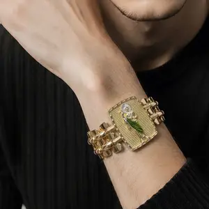 Pulsera para hombre 8” de largo en oro laminado imagen San Judas
