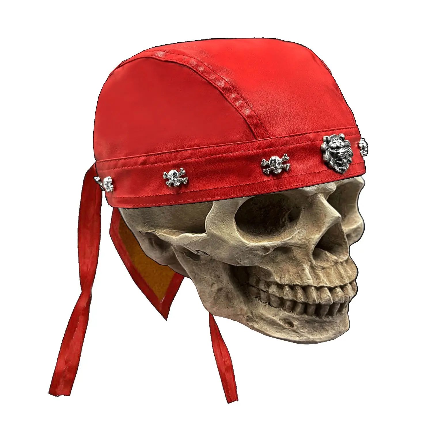 Punk Biker Lion Cap Motorcycle Bandana Head Wrap Du Doo Do Rag Red Hat Unisex