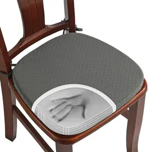 BUYUE Luxury 100% Pure Memory Foam Chair Cushion 1 Pack, Jacquard 16" U-Shape Comfortable Dining Chair Pad, Removable Slip Resistant Kitchen Chair Seat Cushion, (1 piece, Grey)