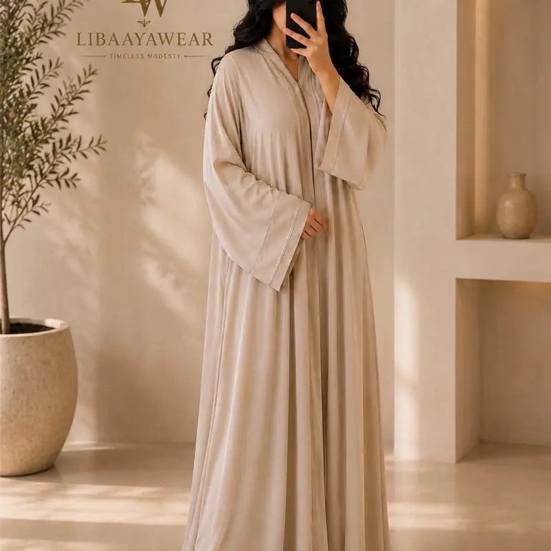 Premium Sand Beige Open Abaya