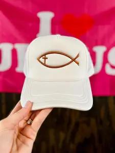 Jesus Fish Embroidered Foam Trucker Hat