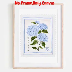 Hydrangea Flower Pattern Unframed Painting, Vintage Floral Poster, Wall Art for Home Living Room Bedroom Kitchen Gallery Wall, Decor
