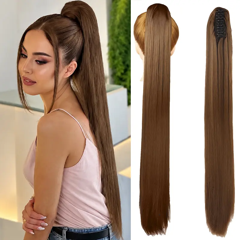 Claw Clip Ponytail Extension 30 Inch Long Straight Drawstring Ponytail Hair Extensions Synthetic Fake Pony Tails Hairpieces Clip in Ponytail for Women Daily