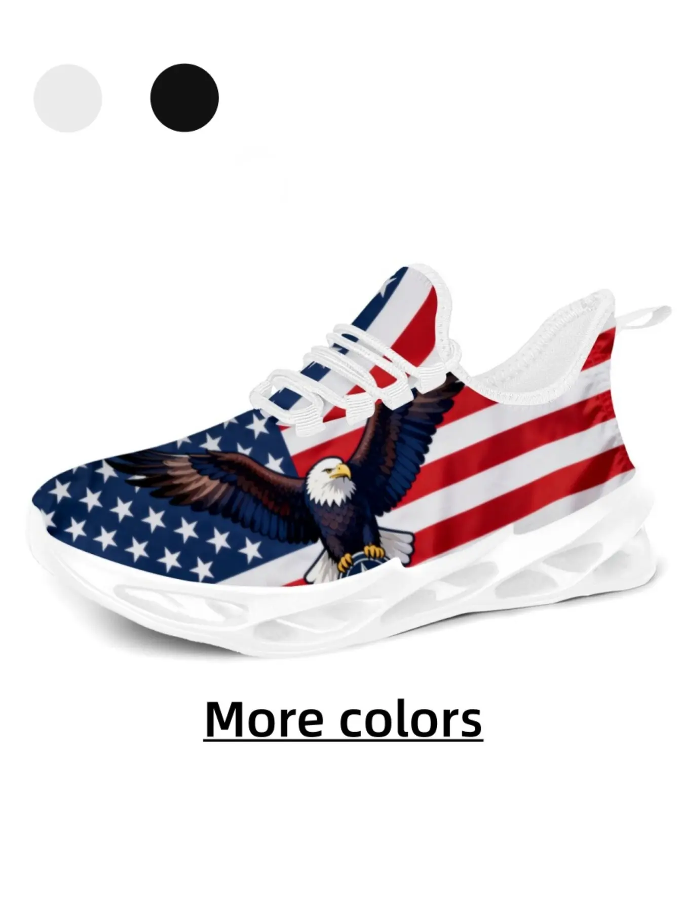 Neutral Independence Day Classic Star-Spangled Eagle Sneakers, Non Slip Sneakers, Sports Shoes, Breathable Mesh, High Elastic Shock Absorption, Anti-Slip, Casual Daily Wear