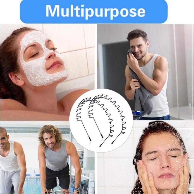 Metal Headbands, 2 Pack Fashion Unisex Black Hairband Spring Wave Non Slip Sports Headwear Hair Hoop Hair Accessories (2 Pack)