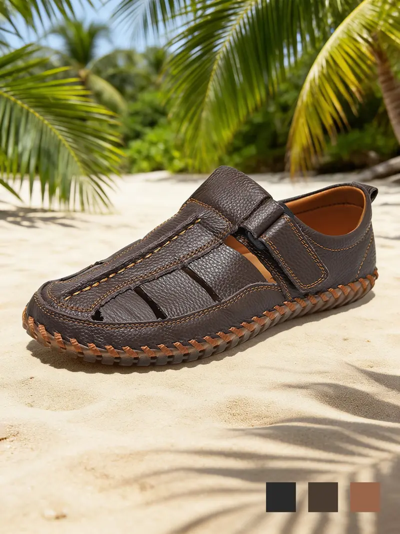 men sandals leather - TikTok Shop