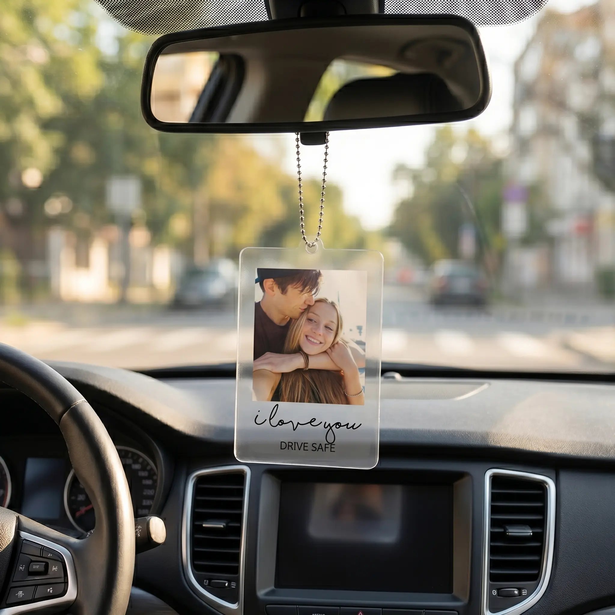 Personalized Car Mirror Hanging Photo, Custom Photo Car Ornament, Drive Safe Rearview Mirror Ornament, Acrylic Car Hanging Gift