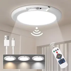 Magnetic Ceiling Light with Remote Control, Rechargeable LED Ceiling Lamp Featuring Three Adjustable Color Temperatures of 3000K, 4500K, And 6500K, Along with Ten Levels of Light Adjustment.