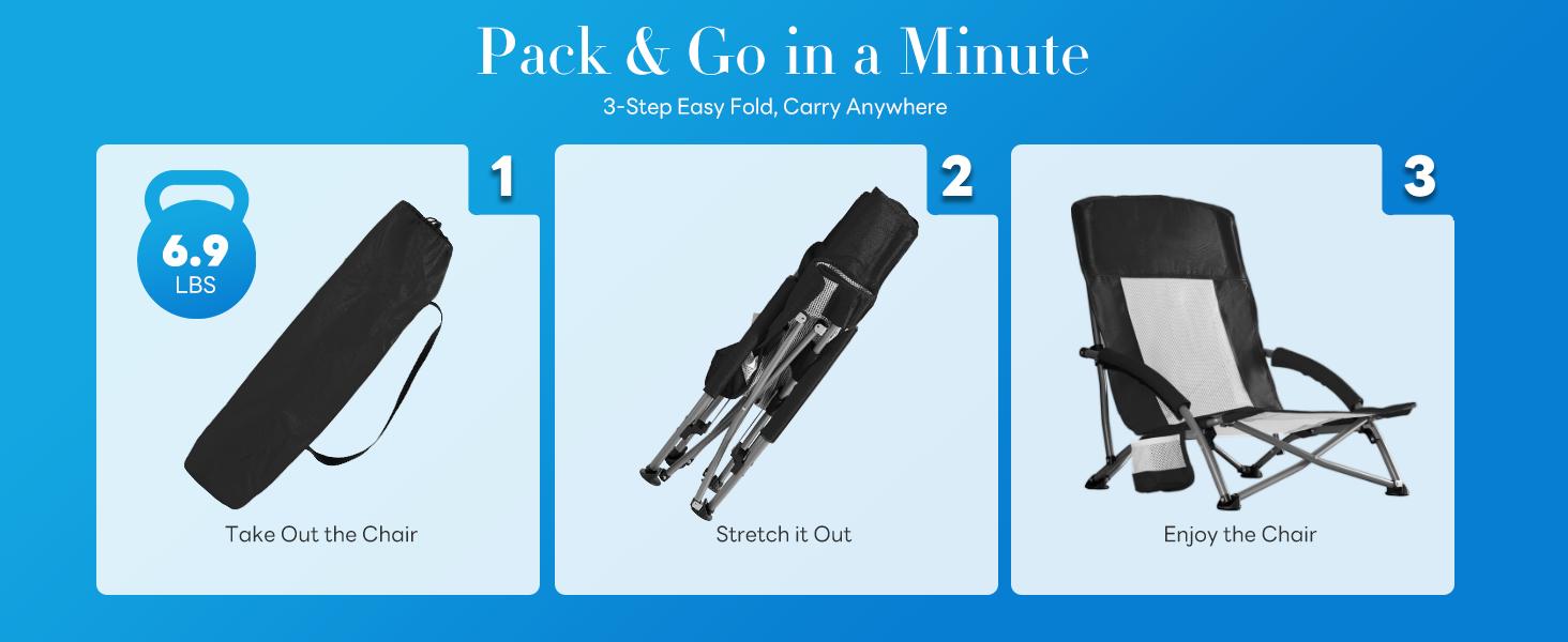 Portable Folding Camping Chair with Storage Pocket & Carrying Bag, 250 LBS Support, Mesh Breathable Back, Backpacking Chair for Hiking Fishing Picnics Beach Portable Folding Camping Chair with Storage Pocket & Carrying Bag, 250 LBS Support, Mesh Breathable Back, Backpacking Chair for Hiking Fishing Picnics Beach