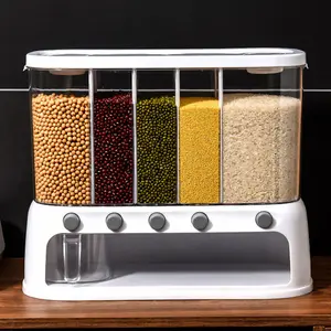 12L Transparent Plastic Smooth Canister Storage Container - Insect-Proof, Moisture-Sealed Dry Food Dispenser with Separate Rotatable Rice Bucket, Multifunctional Kitchen Preserving Box for Cereal & Household Use