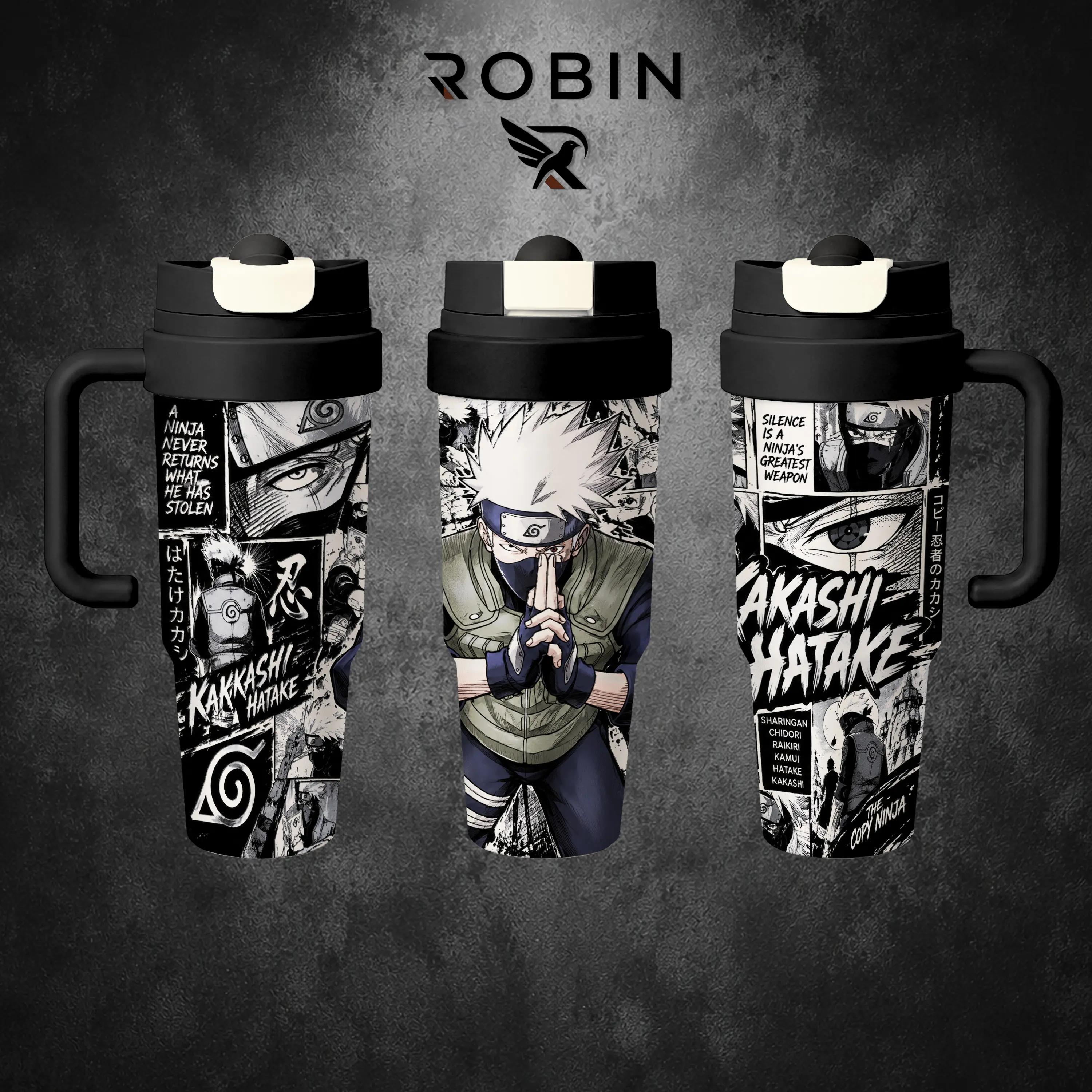 Kakashi Hatake Copy Ninja Personalized 17oz 3oz Stainless Steel Tumbler with Handle, Double Wall Vacuum Insulated Travel Mug, Leakproof Thermal Coffee Cup, Reusable Gift for Naruto Fans