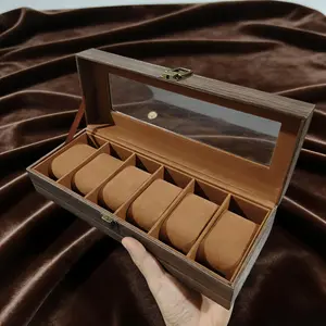 Wood Grain Watch Storage Box, Elegant Display Case, Dustproof Scratch-Resistant, Transparent Window Design, Perfect Gift for Watch Lovers, Watch Protector