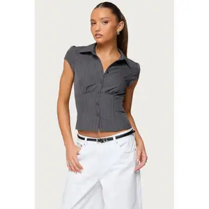 Juney Pinstripe Tailored Button Up Shirt