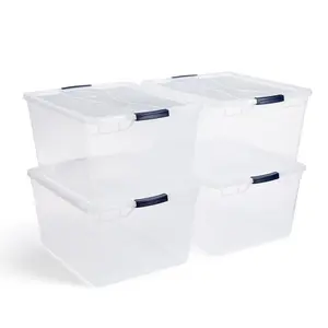 Rubbermaid Cleverstore 71 Qt Latching Plastic Storage Container & Lid Boxes Organiser