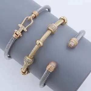 Bracelet Stack 3-Piece Mixed Texture Cuff Set Gold & Silver Tones Lightweight & Hypoallergenic