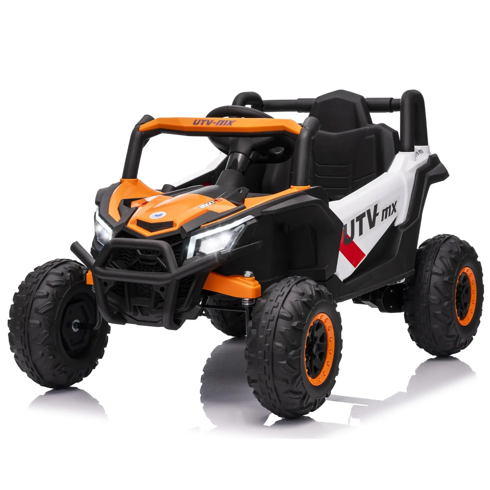 GARVEE 12V Compact 4WD/2WD Switchable Kids' Ride-On UTV Truck Ride On Car for Ages 3-8, Remote Control, 4-Spring Suspension, EVA Tires, Safety Belt, Double Open Doors, Bluetooth, Music, LED Lights, 32 lbs, Colorful Interior Lighting, Battery Powered, 4Wd/