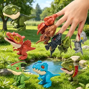 Biting Finger Dino Toy Set, 5Pcs Mini Chomping Dinosaur Hand Puppets, Interactive Animal Snap Figures, Creative Theater Play Dolls, Easter & Party Favors for Children