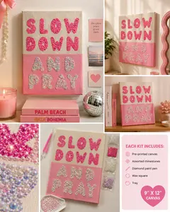 Slow Down And Pray 9x12 Bedazzling Kit, Rhinestone Bedazzling Kit for Crafts & DIY Projects