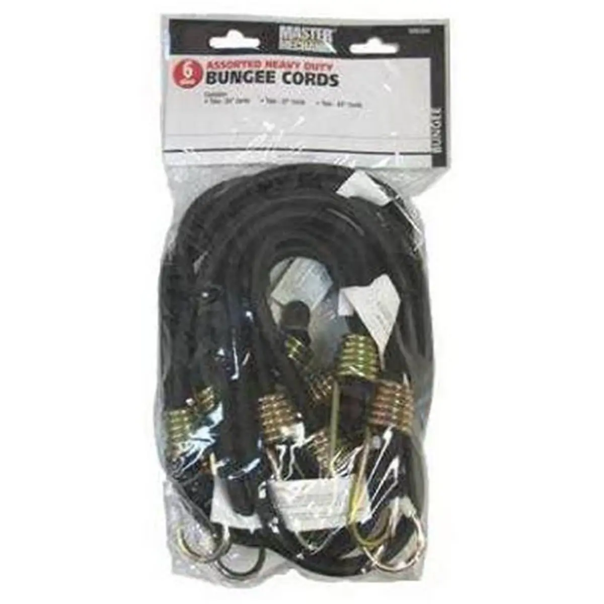 212 MAIN Assorted Bungee Cords with Synthetic Rope - 6-Pack Industrial Strength Fasteners, Dichromate Hooks, UV-Resistant Hardware for Tools & Hardware Uses