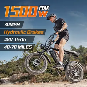 Movcan V60/V60 Pro Carbon Steel Electric Bike, 48V 15.6/20.8Ah Removable Battery, 20” Fat Tires, 1500/2000W Motor, 30/33MPH Top Speed, 7-Speed Gear, Dual Brakes, All-Terrain Off-Road Long-Range E-Bike