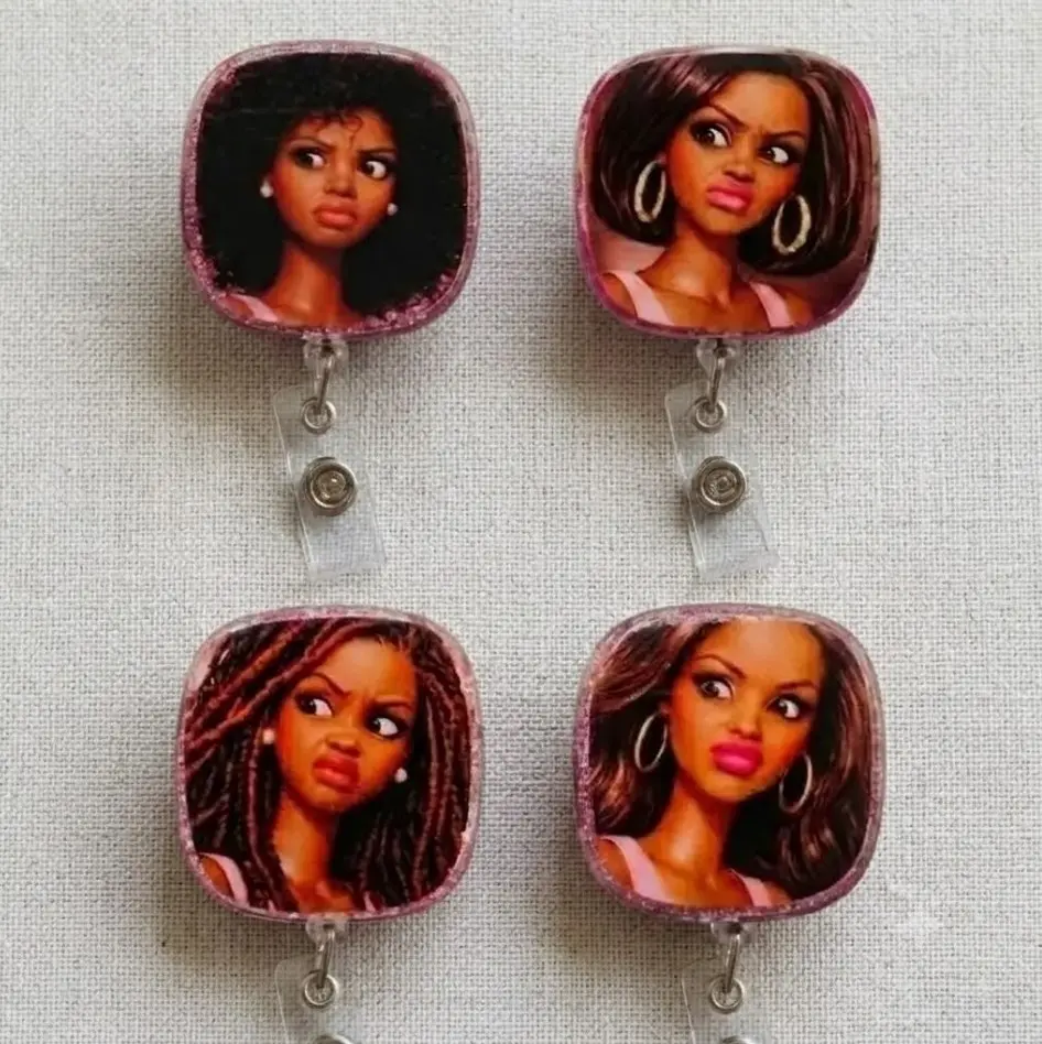 Melanin Queen Disgusted Face Retractable Badge Reel Cute Funny Nursing ID Name Tag Clip For Black Nurses Doctors Medical Students Gift, Nurse Humor Gift, Nurse Accessory