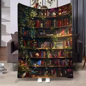 Book Shelf Pattern Blanket, Soft Comfortable Throw Blanket, Cool Bedroom Bedding Blankets, Warm Napping Blanket, Soft Cozy Blanket for Home Office Travel