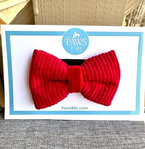 Classic Corduroy Dog or Cat Bow Tie - Red - 3 Sizes