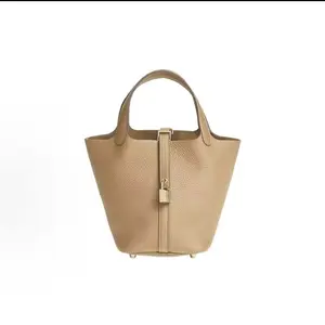 Pre-owned HERMÈS . Bucket Bags Hermes Gris Etoupe Picotin 18