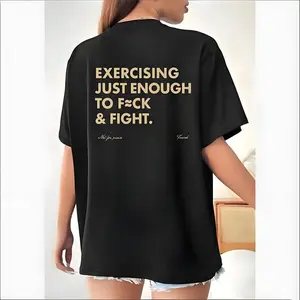 “Exercising Just Enough To Fuck & Fight” CVC Cotton T-Shirt-Funny EXERCISING JUST ENOUGH TO F≈CK & FIGHT Tee, Retro Vintage Y2K Streetwear