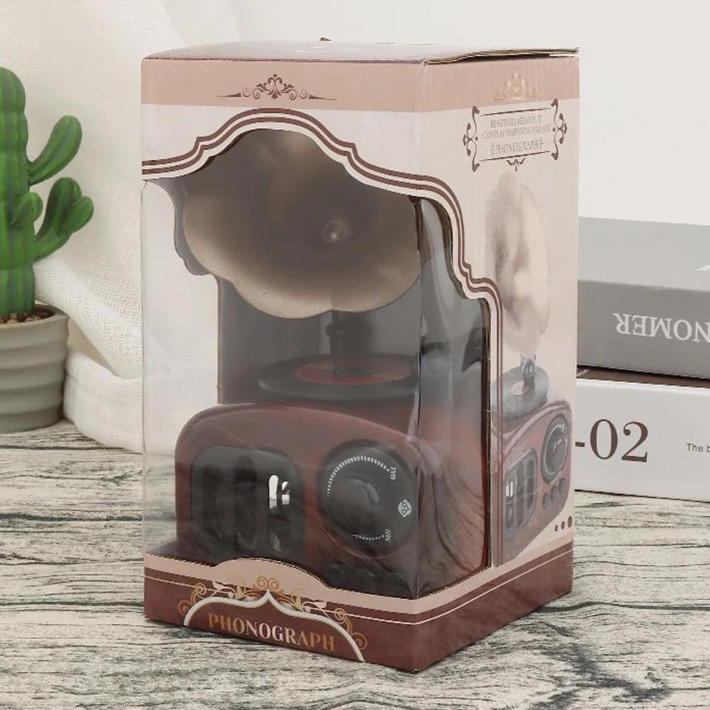 Retro Gramophone Music Box Home Desktop Decoration Miniature Phonograph Shape Music Box for Birthday Valentines Day Anniversary