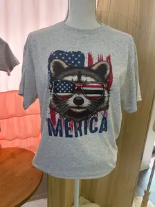 MERICA Raccoon Patriotic T-Shirt on Ash Gray