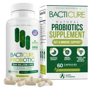 Bacticure Probiotic 60 Capsules | Probiotics Supplement w/High CFU Formula for Men & Women | Prebiotics & Digestive Enzymes for Digestion & Gut Health, Vaginal Health, Colon Cleanse, Immune Support