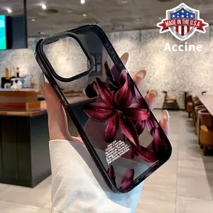 Case for iPhone 16 Pro Max 15 Plus 14 13 12 11 Blooming Ruby Lily Non-Yellowing Shockproof Soft Silicone Transparent Cover