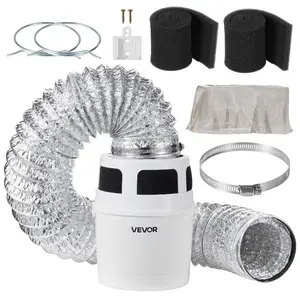 VEVOR 3-in-1 Indoor Dryer Vent Kit, with Bucket for Electric Dryer with 4-Inch by 5-Feet Extendable Exhaust Hose, Premium Quality Light Weight No Extra Accessories Required for Apartments, RVs
