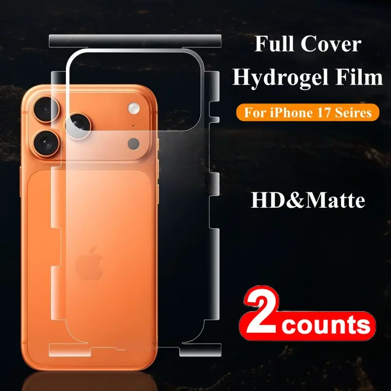Two-Piece Full Coverage Water-Clear Back Film for Apple iPhone 17 Series, HD Transparent Protective Screen Protector, Scratch-Resistant Soft Edge Protection, Smartphone Accessories