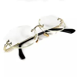 Men's Gold Frame Round Clear Lens Vintage Retro Hip Hop Fashion Oval Glasses