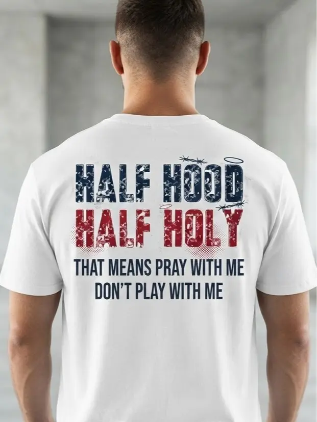 Men's Half Hood Half HolyGraphic Sweatshirts, CasualStreetwear Hoodie with PrayWith Me Print, Mens Clothing &Gifts for Him, Menswear, CasualFit, Graphic Print, Round Neck,Cool Gifts For Guys, Guys Gifts