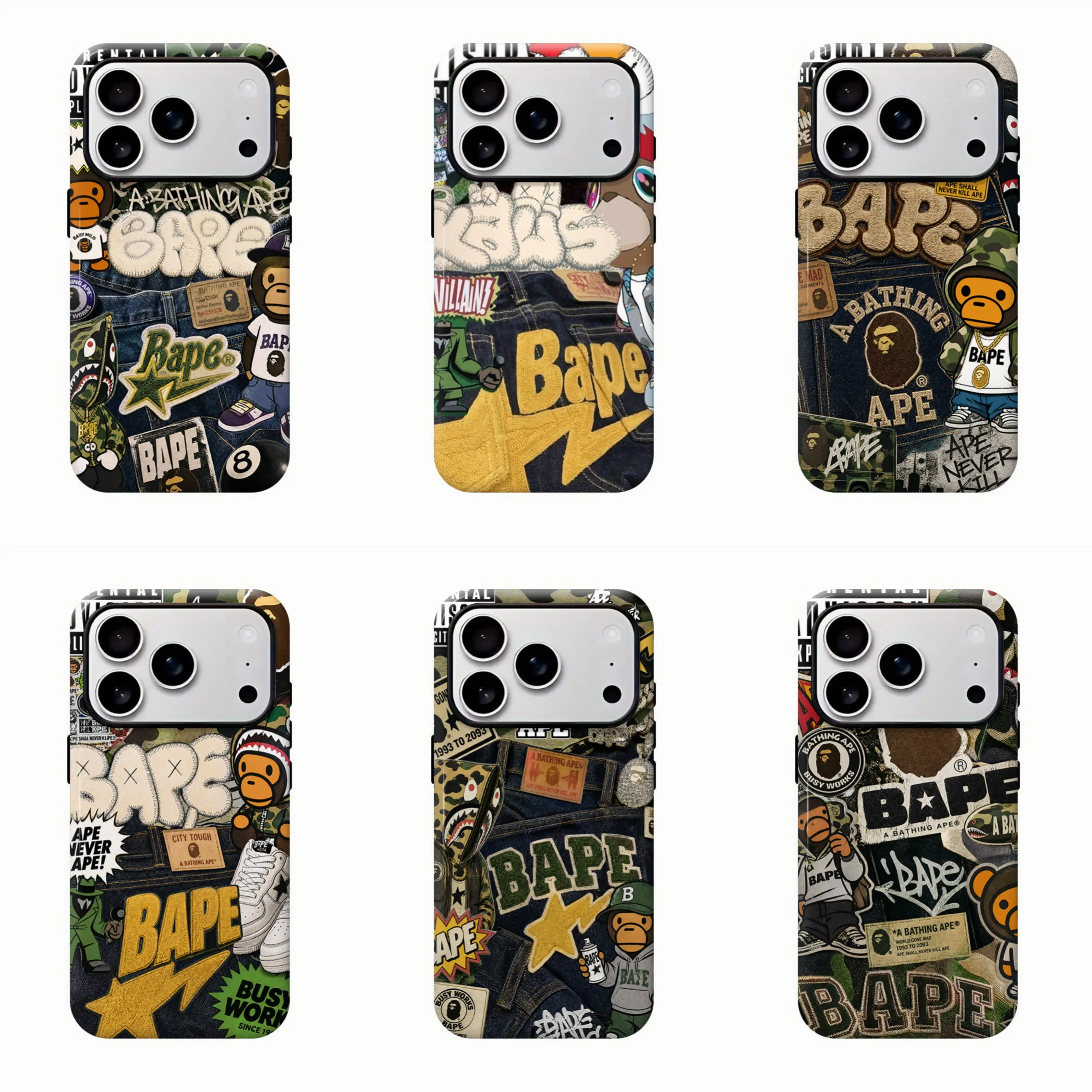 Bape Protective Camo Streetwear Protective Touch Phone Case Suitable for iPhone 17-11 Pro Max/Plus and  Samsung Galaxy S23-25