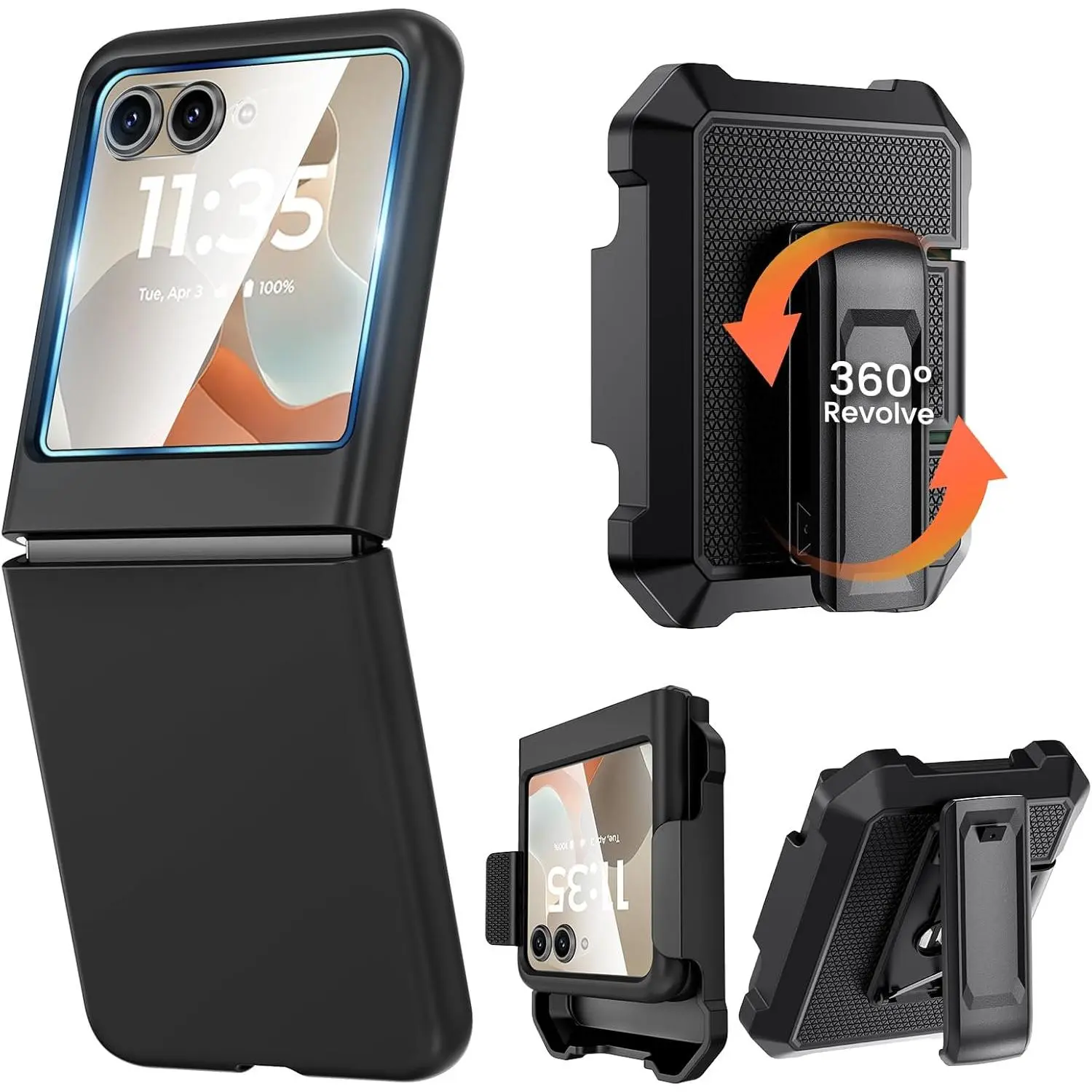 for Motorola Razr 2025 Case with Clip, Razr 2025 Case with Screen Protector  [NOT for Plus or Ultra], Slim Thin Flip Phone Cover and Belt Holster Combo  Accessories for Razr 60 - Black - TikTok Shop