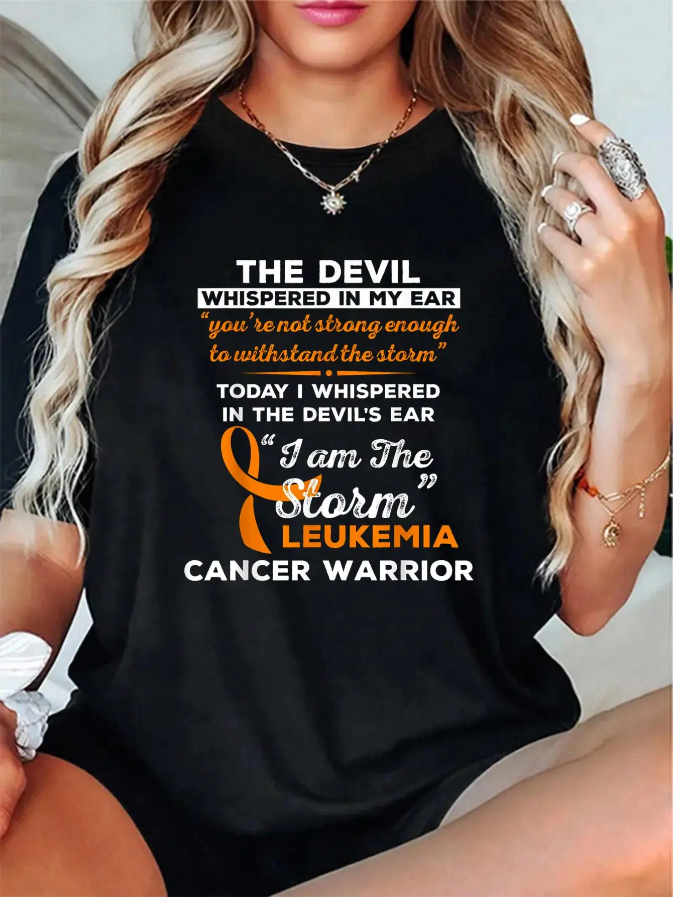 100% Cotton Unisex I Am the Storm Leukemia Cancer Warrior T-Shirt T-Shirt -Short Sleeve T-Shirt Women's Men's Graphic Tee Causal Tops