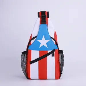 Puerto Rico LB Flag Sling Bag - Crossbody Chest Bag with Adjustable Strap