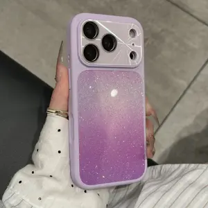 TPU Luxurious Gradient Glitter CD Pattern Mobile Phone Case, High-Brightness Back Panel, Simple Design for iPhone 14/15/16/17 Pro Max, Mobile Phone Accessory, Gift for Loved Ones
